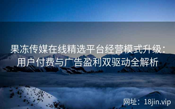 果冻传媒在线精选平台经营模式升级：用户付费与广告盈利双驱动全解析
